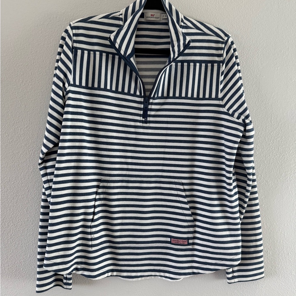 Vineyard Vines Navy and White Striped Pullover